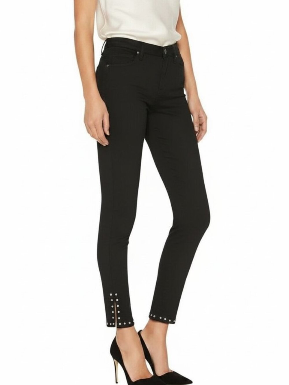 Citizens of Humanity Rocket Studded Split Hem Jeans Black Sz 26 EUC